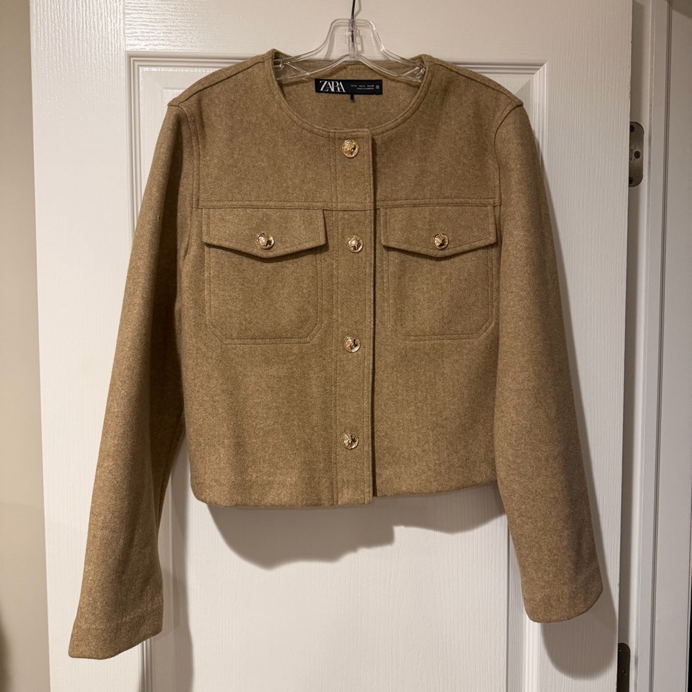 EUC Zara felted fleece cropped blazer